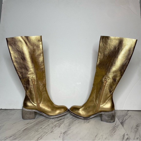 Free People Essential Gold Leather Tall Boot 38 1/2 - Picture 6 of 16